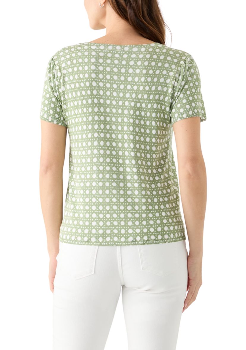 Womens Short Sleeve Printed Sweater