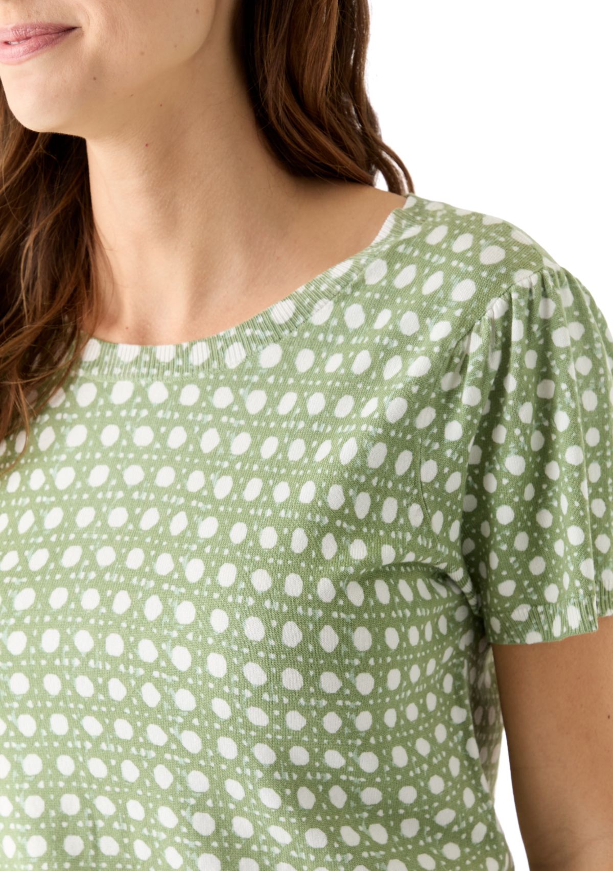 Womens Short Sleeve Printed Sweater