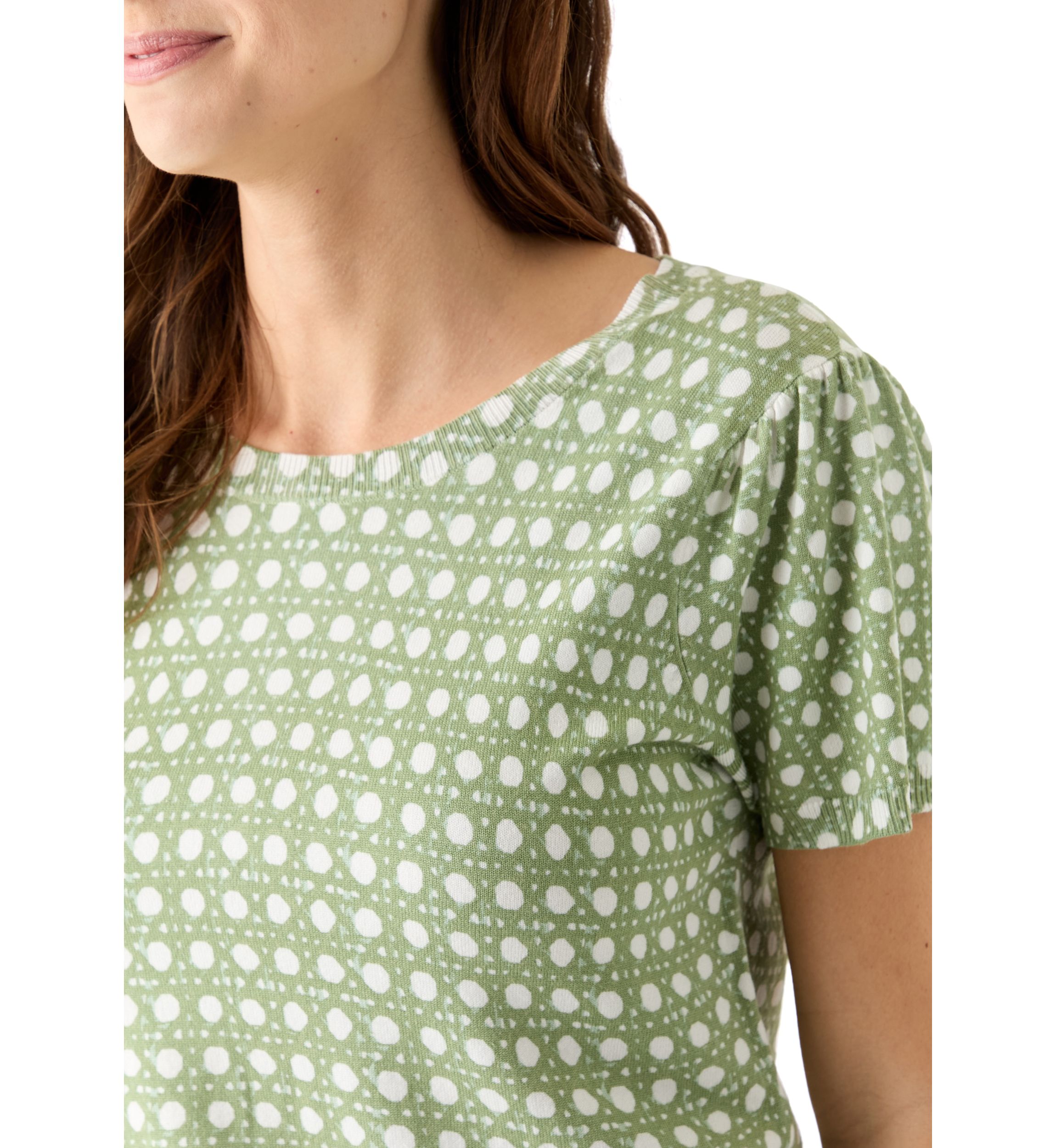 Womens Short Sleeve Printed Sweater