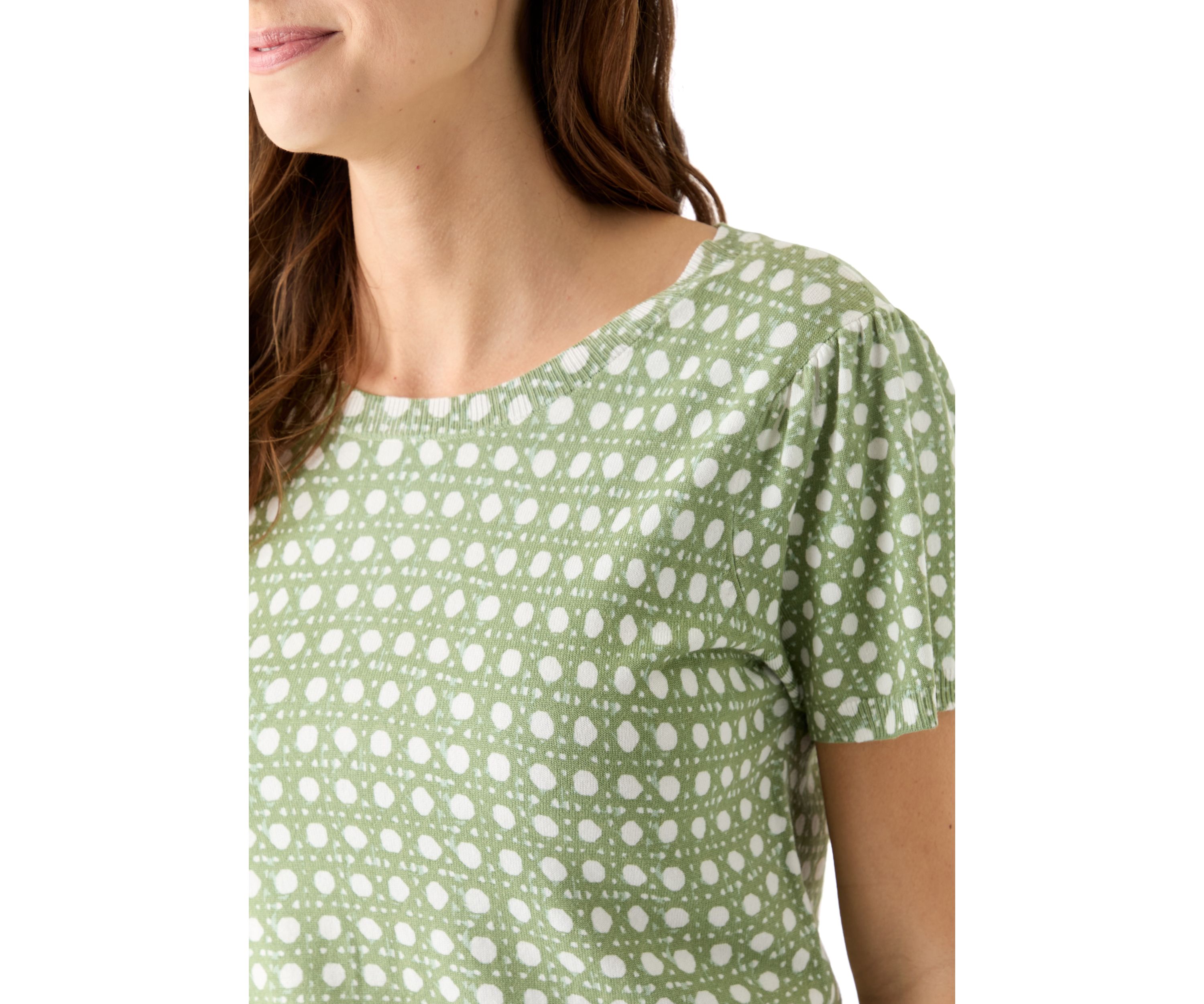 Womens Short Sleeve Printed Sweater