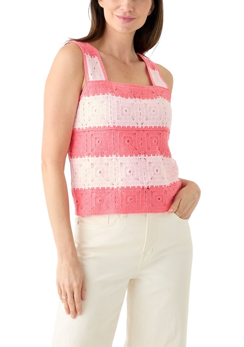 Womens Crochet Stripe Tank