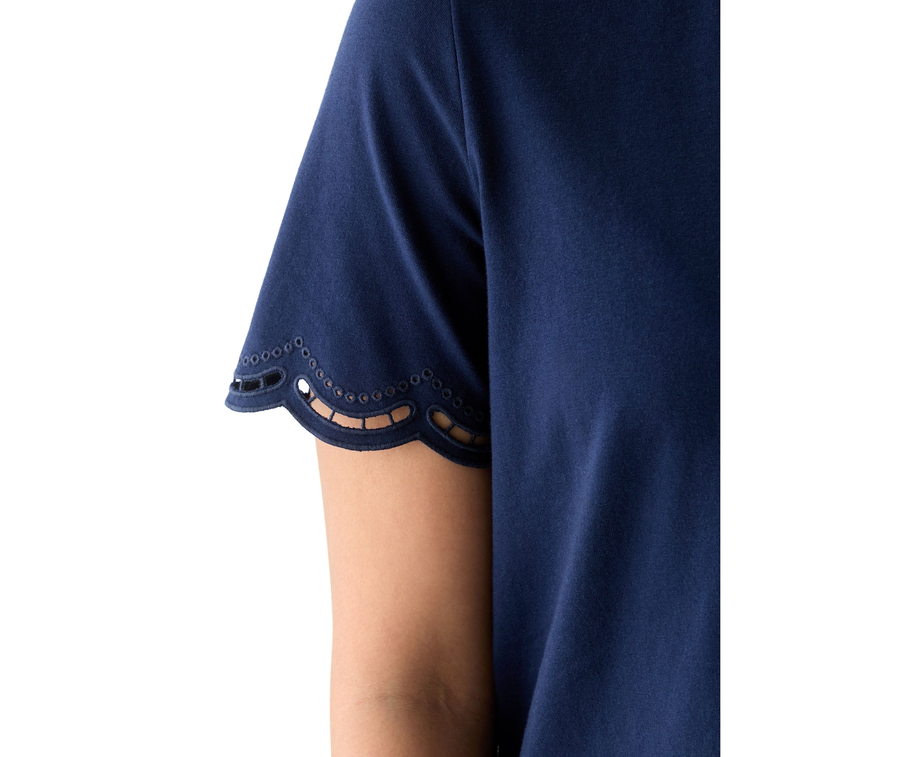 Womens Eyelet Hem Knit Top
