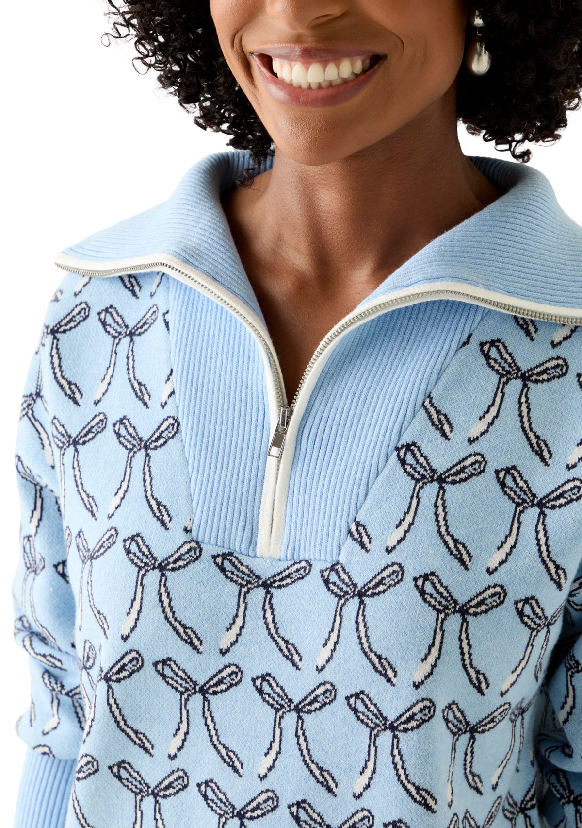 Womens 3/4 Zip Pull Over Sweater