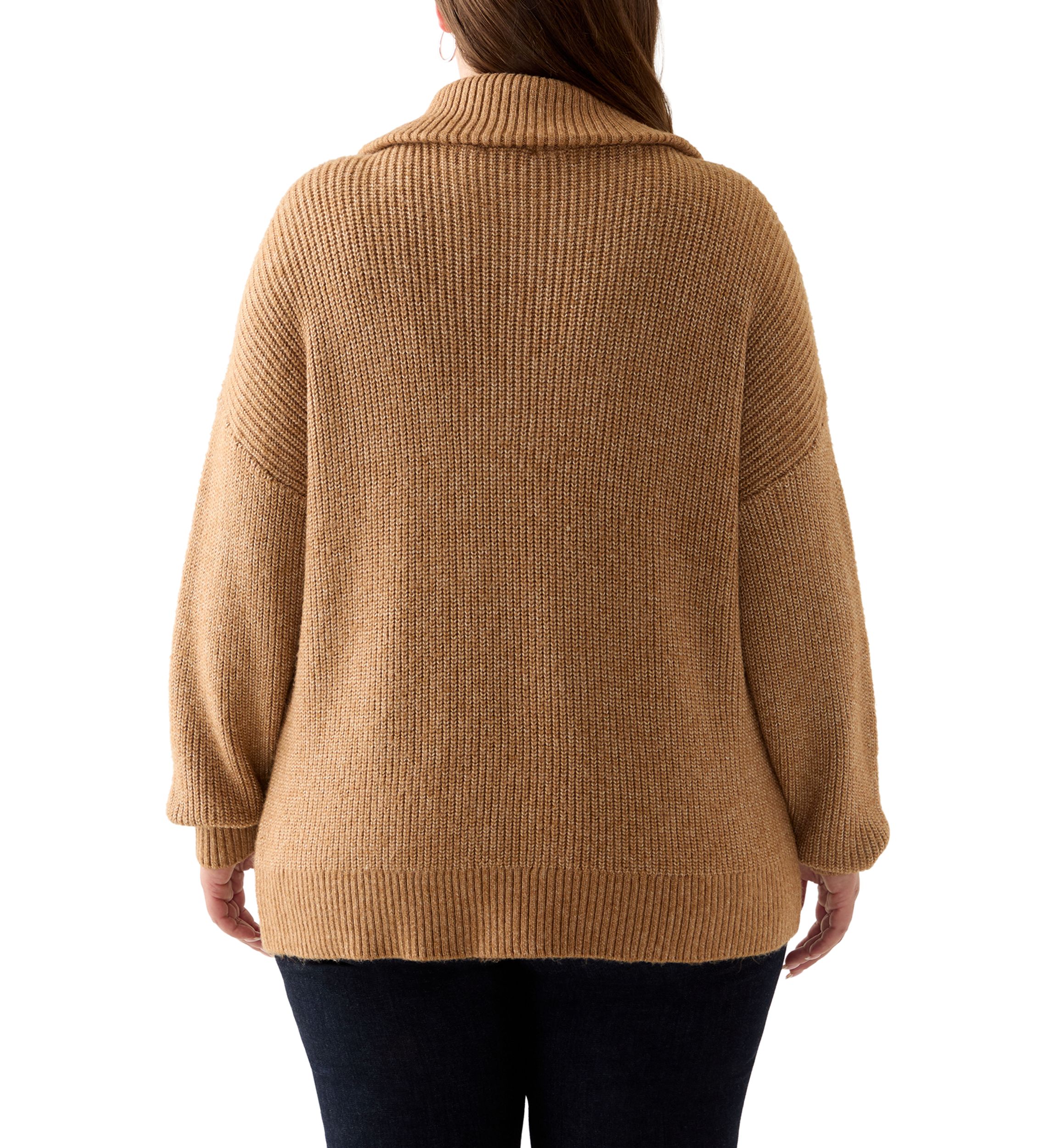 Plus Size Turtleneck Quarter Zip Pullover