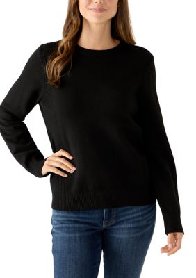 Crown & Ivy Women's Ribbed Sweater, Black, XXL