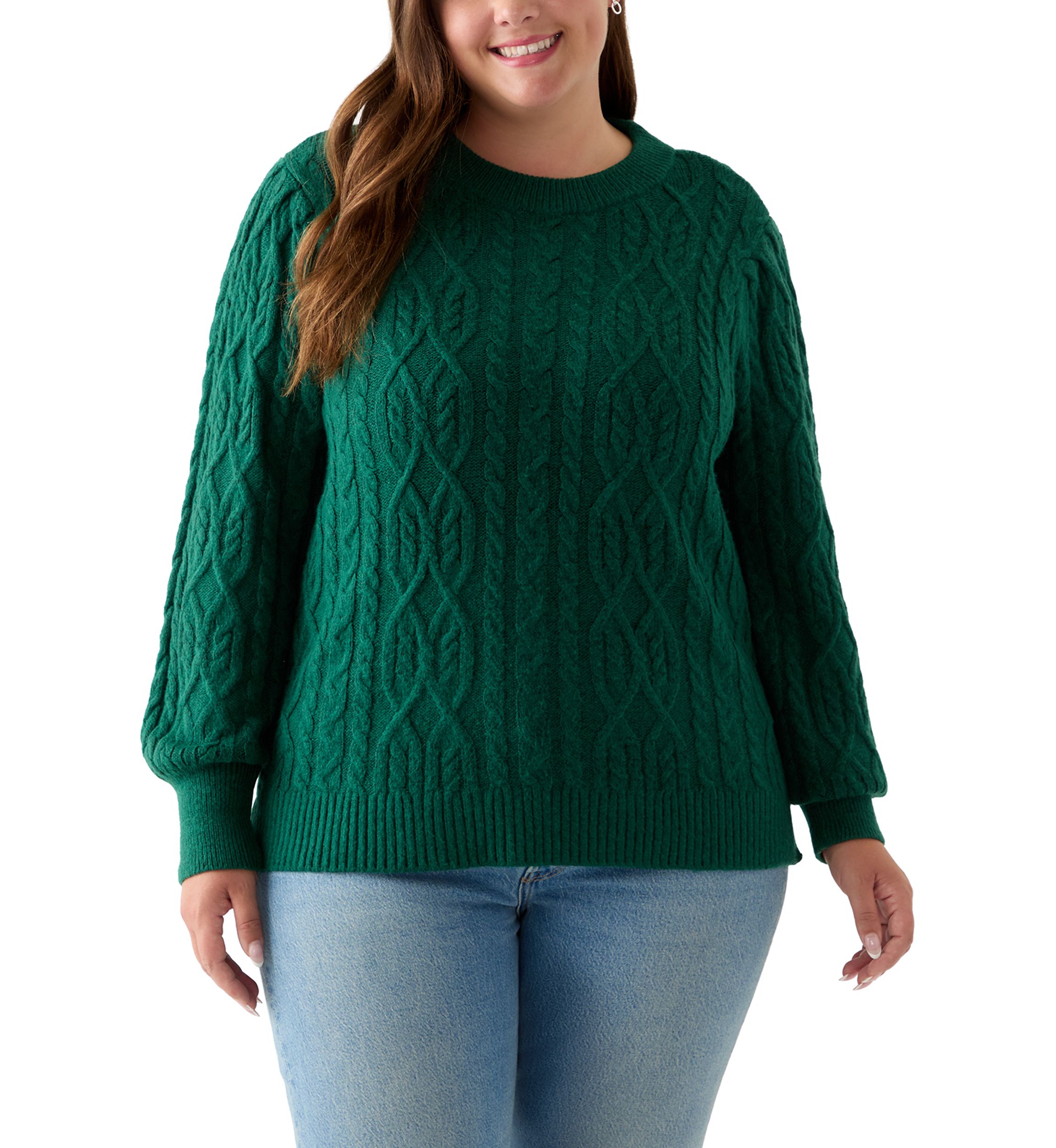 Plus Size Long Sleeve Cable Sweater