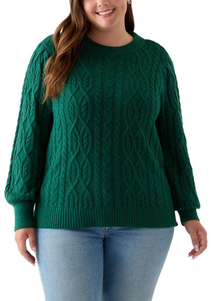 Plus Size Long Sleeve Cable Sweater