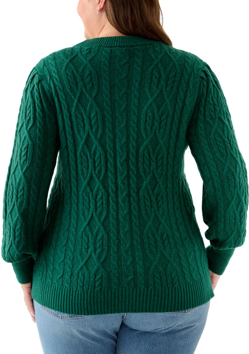 Plus Size Long Sleeve Cable Sweater