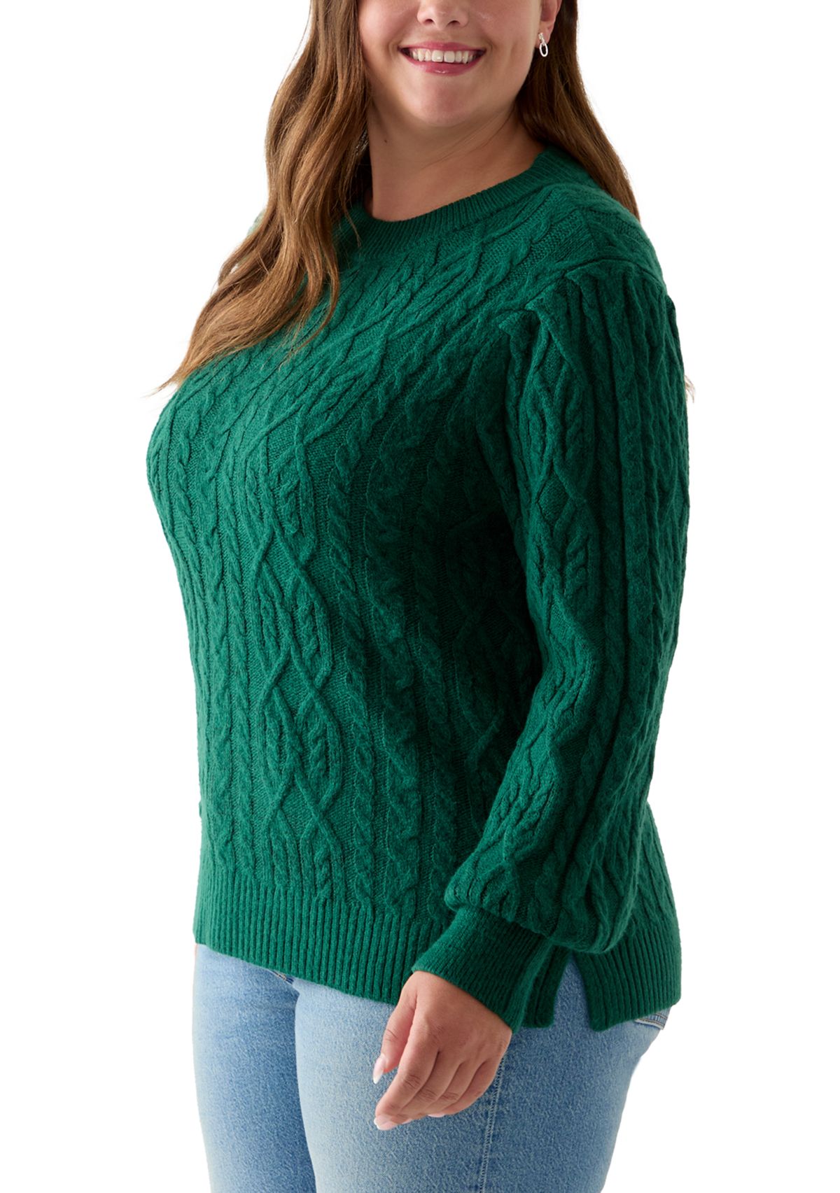 Plus Size Long Sleeve Cable Sweater