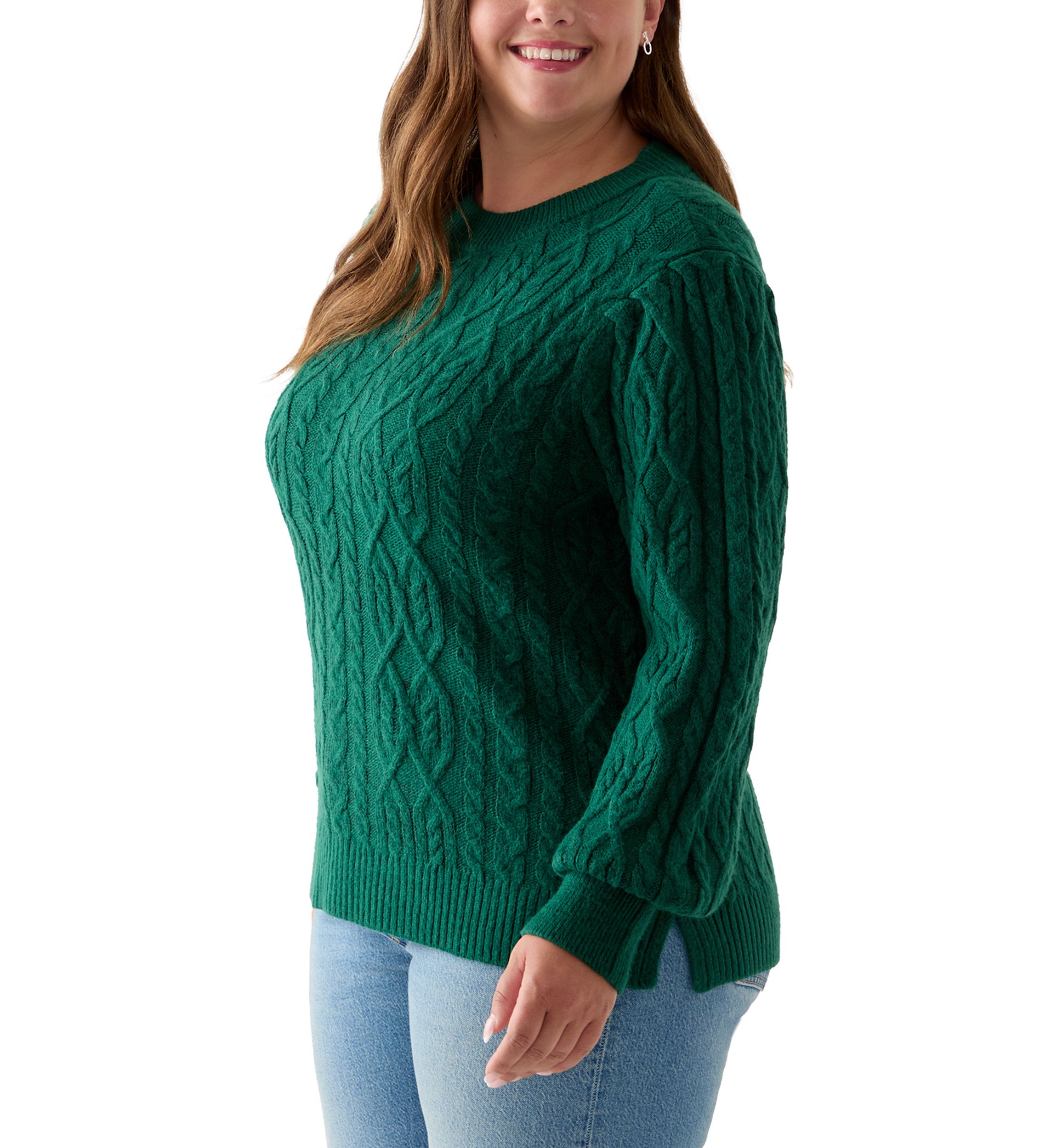 Plus Size Long Sleeve Cable Sweater
