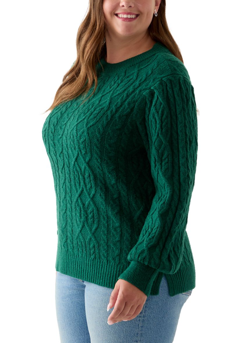 Plus Size Long Sleeve Cable Sweater