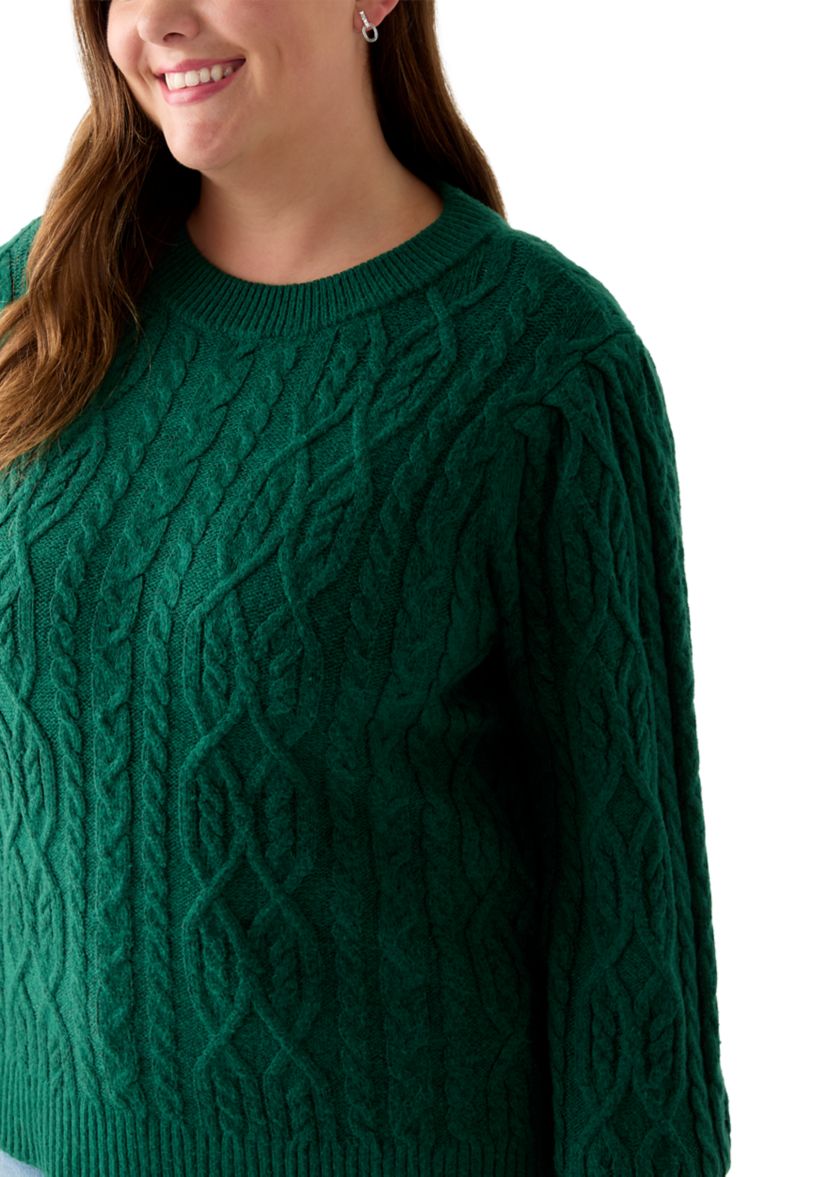 Plus Size Long Sleeve Cable Sweater