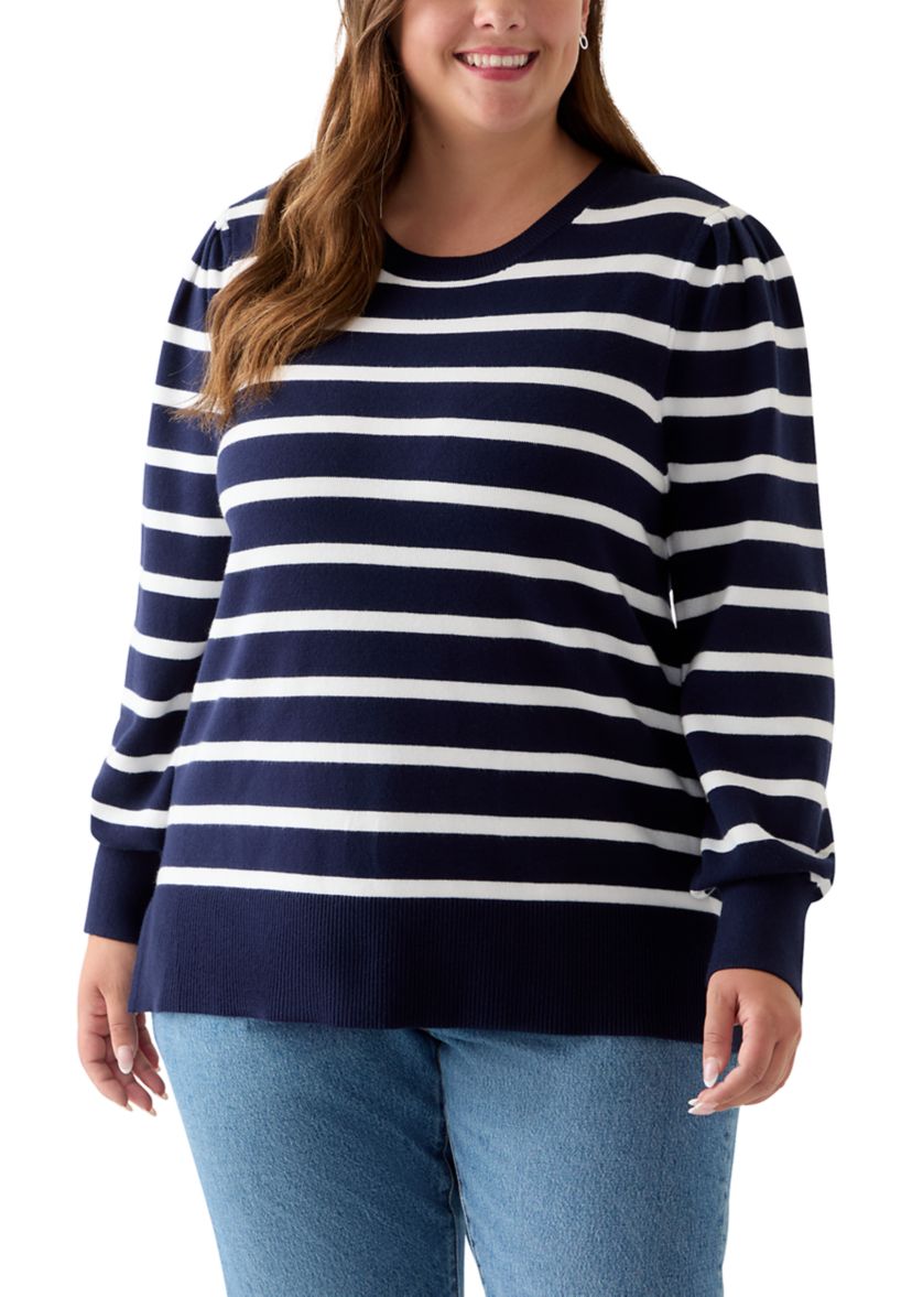 Plus Size Long Sleeve Crew Neck Tunic Sweater