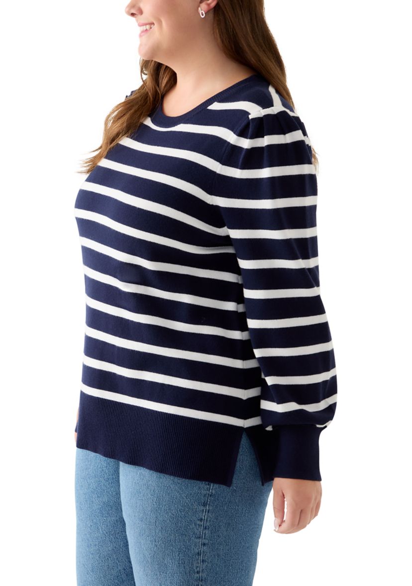 Plus Size Long Sleeve Crew Neck Tunic Sweater