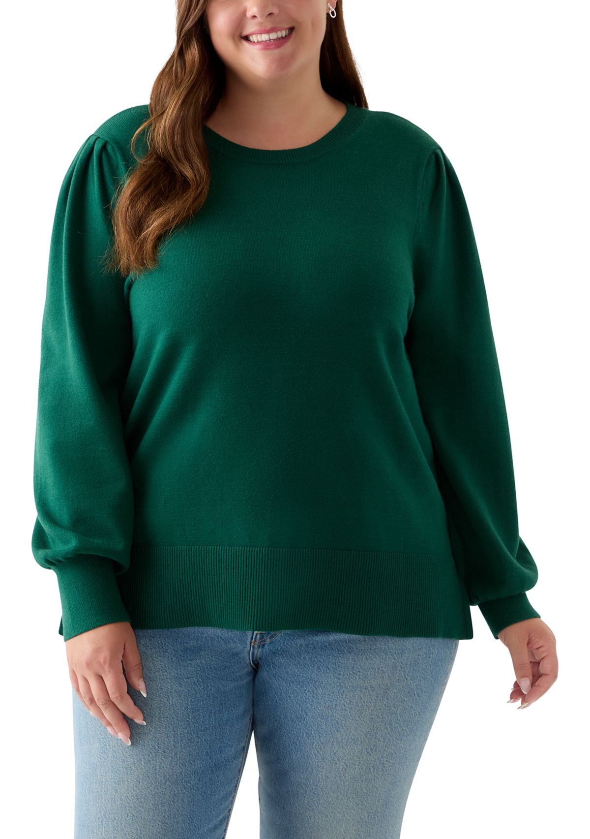Plus Size Long Sleeve Crew Neck Tunic Sweater
