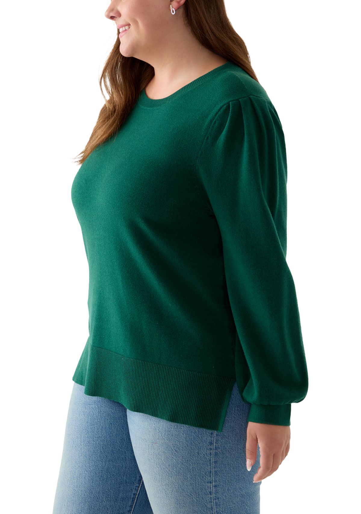 Plus Size Long Sleeve Crew Neck Tunic Sweater