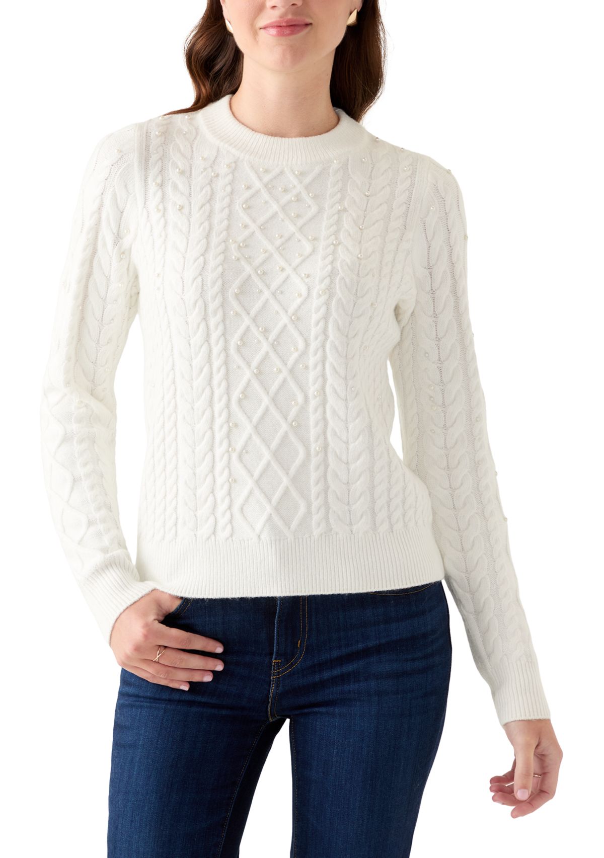 Womens Long Sleeve Cable Sweater