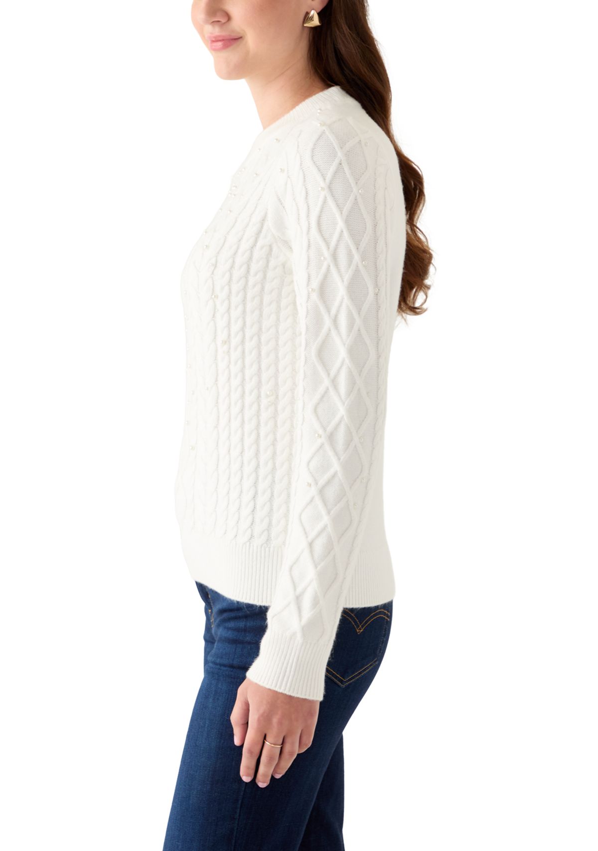 Womens Long Sleeve Cable Sweater