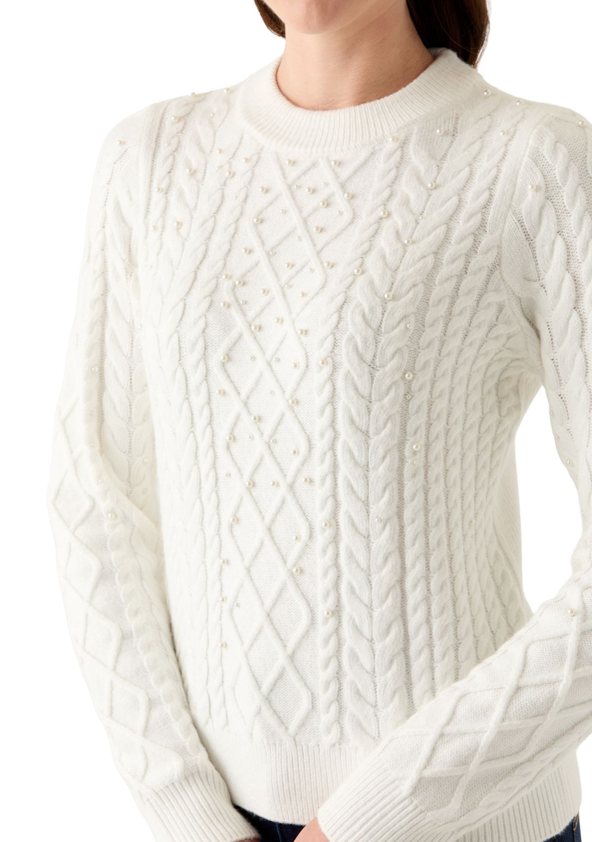 Womens Long Sleeve Cable Sweater