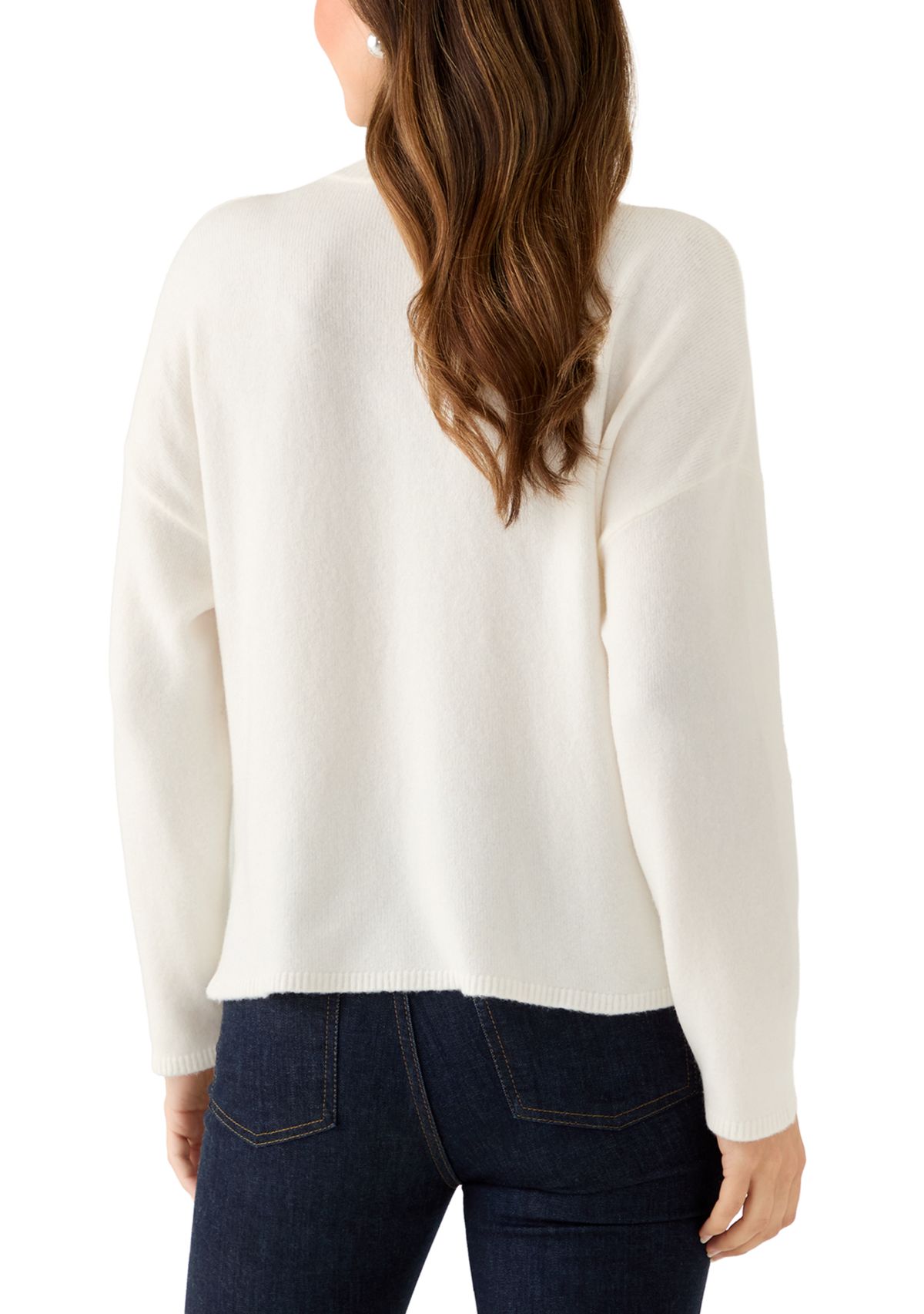 Petite Long Sleeve Button Shoulder Sweater