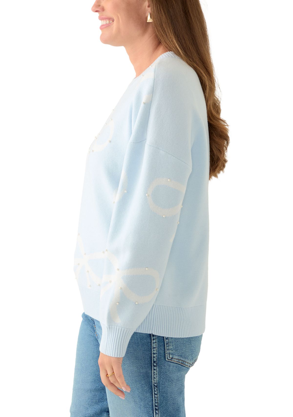 Petite Pearl Bow Sweater