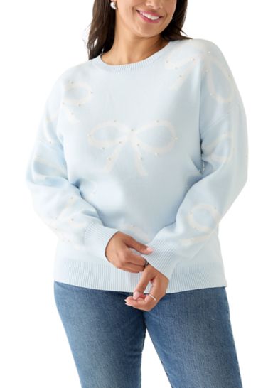 Plus Size Bow Crew Neck Sweater