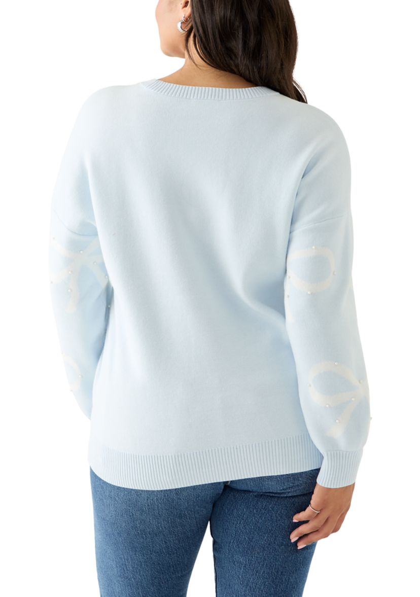 Plus Size Bow Crew Neck Sweater