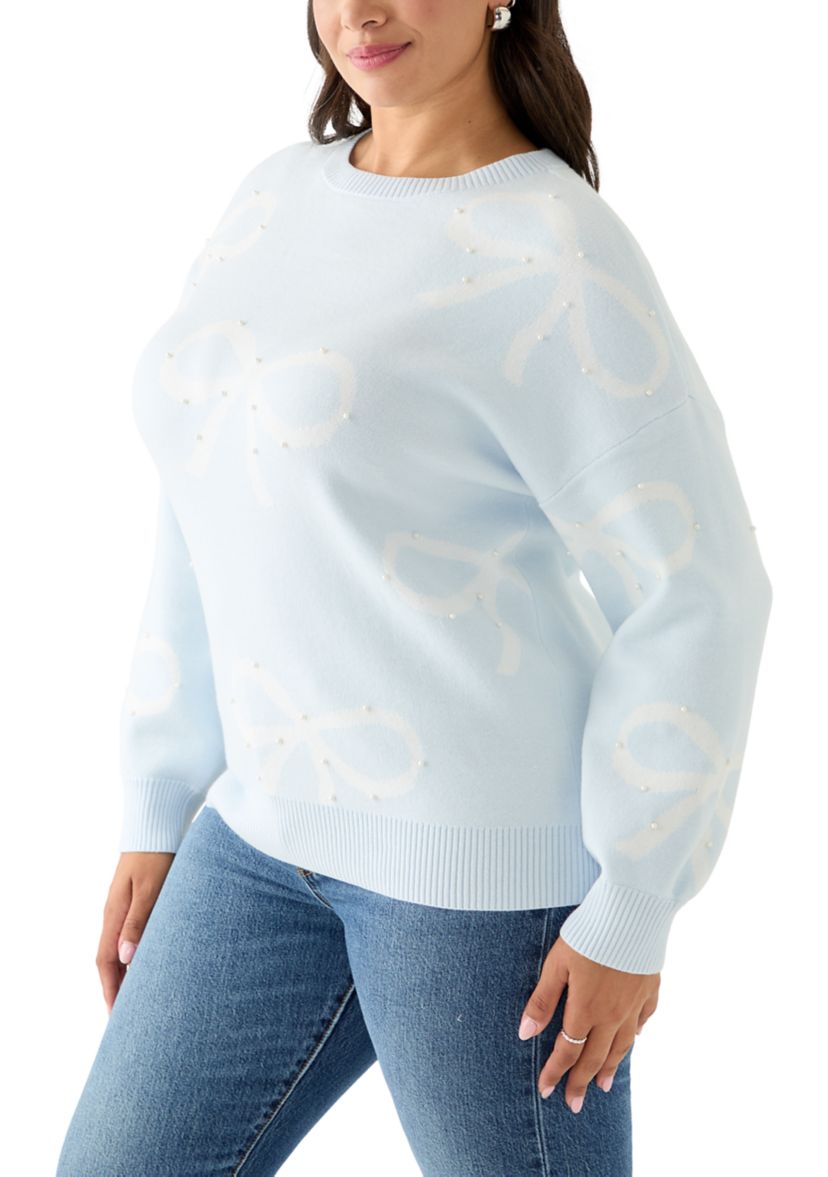 Plus Size Bow Crew Neck Sweater