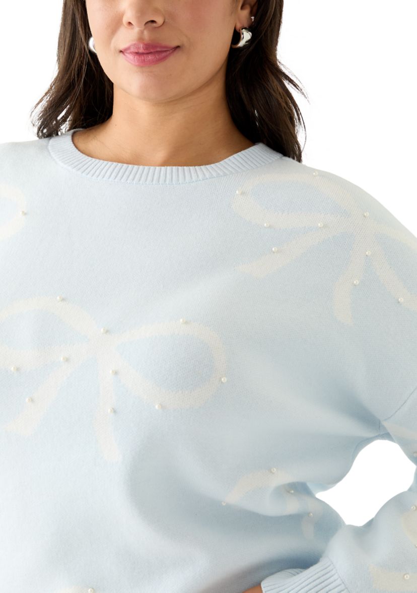 Plus Size Bow Crew Neck Sweater