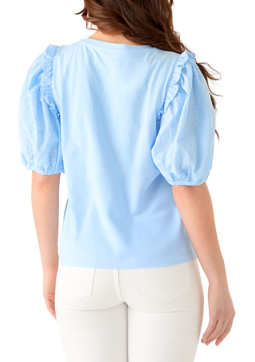 Crown & Ivy™ Petite Short Puff Sleeve Top | Belk