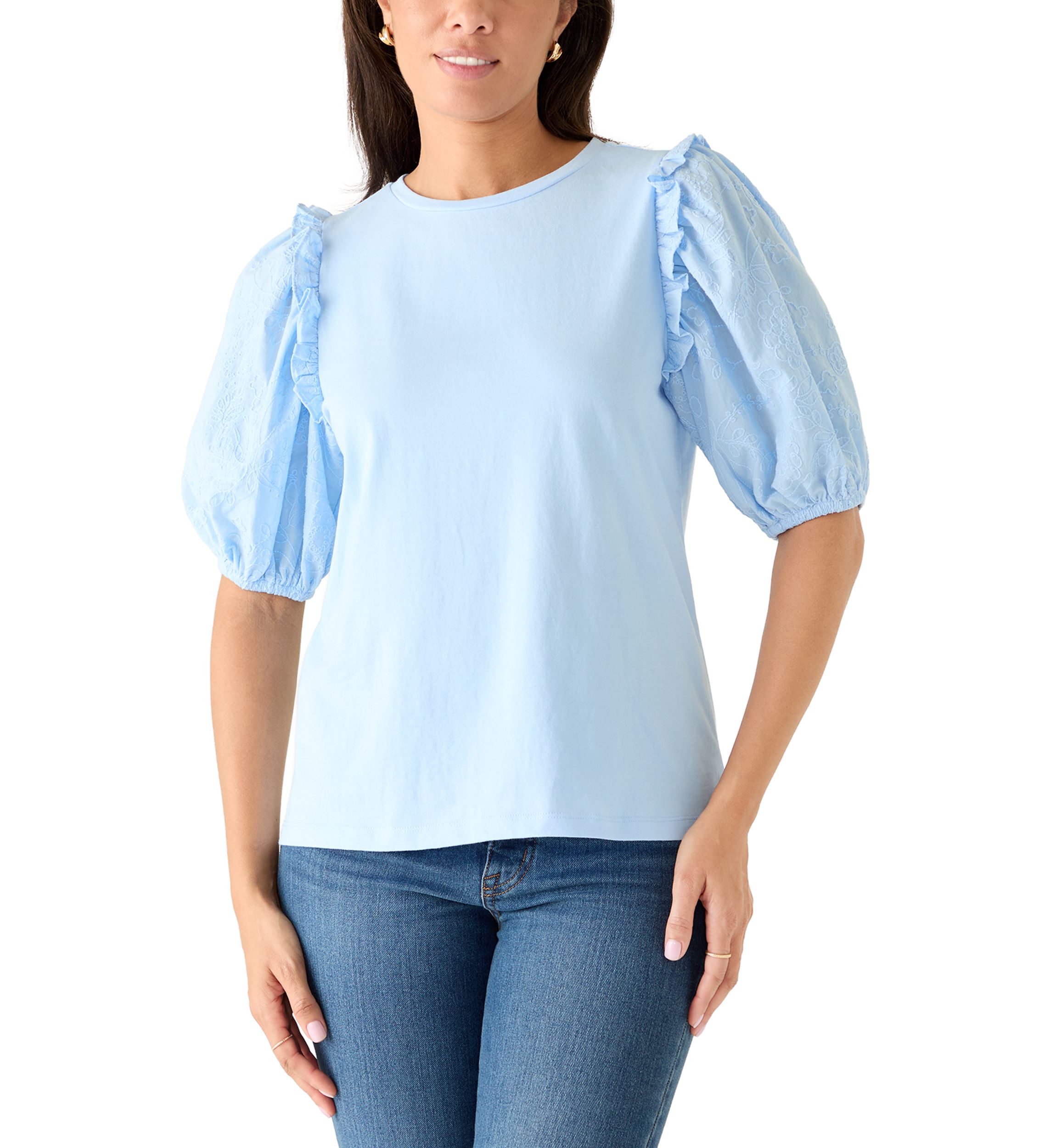 Crown & Ivy™ Women's Short Puff Sleeve Shirt | Belk