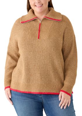 Crown & Ivy Women's Long Sleeve 1/4 Zip Pullover Sweater
