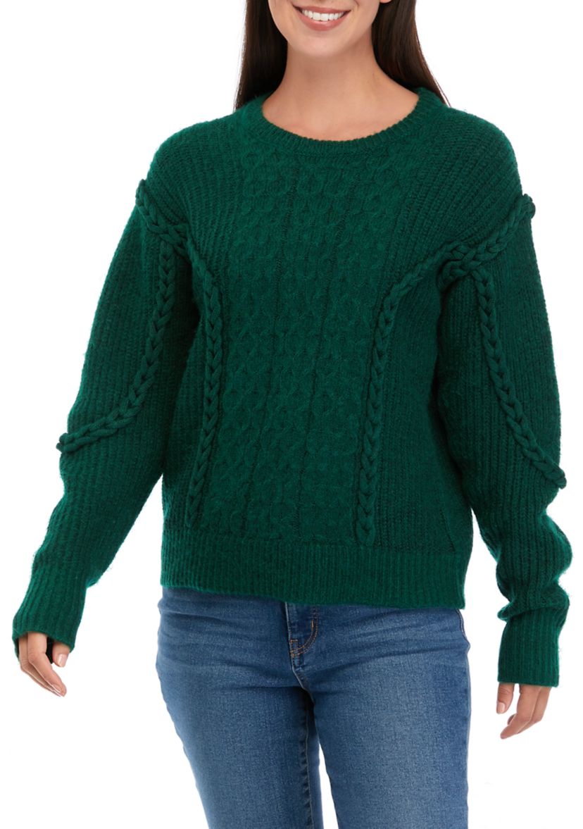 Womens Braided Cable Knit Sweater 