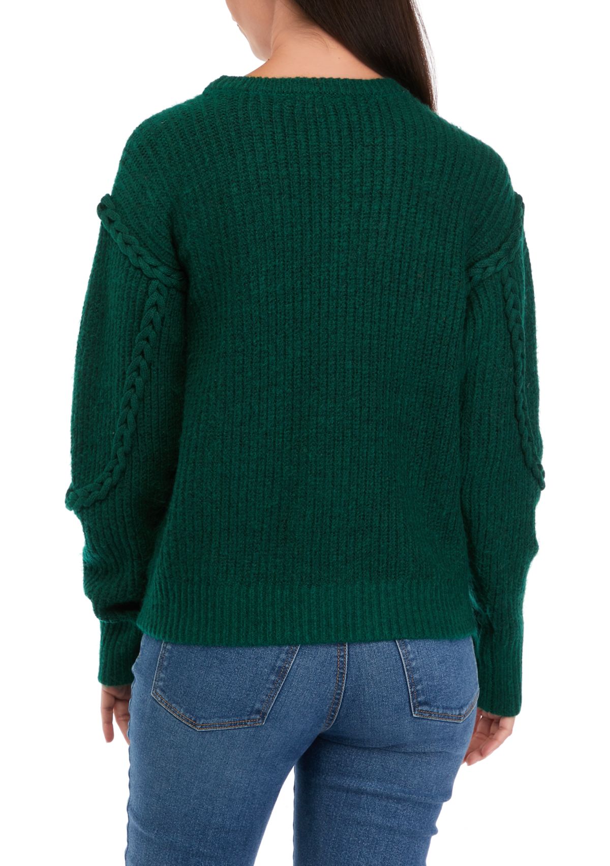 Womens Braided Cable Knit Sweater 