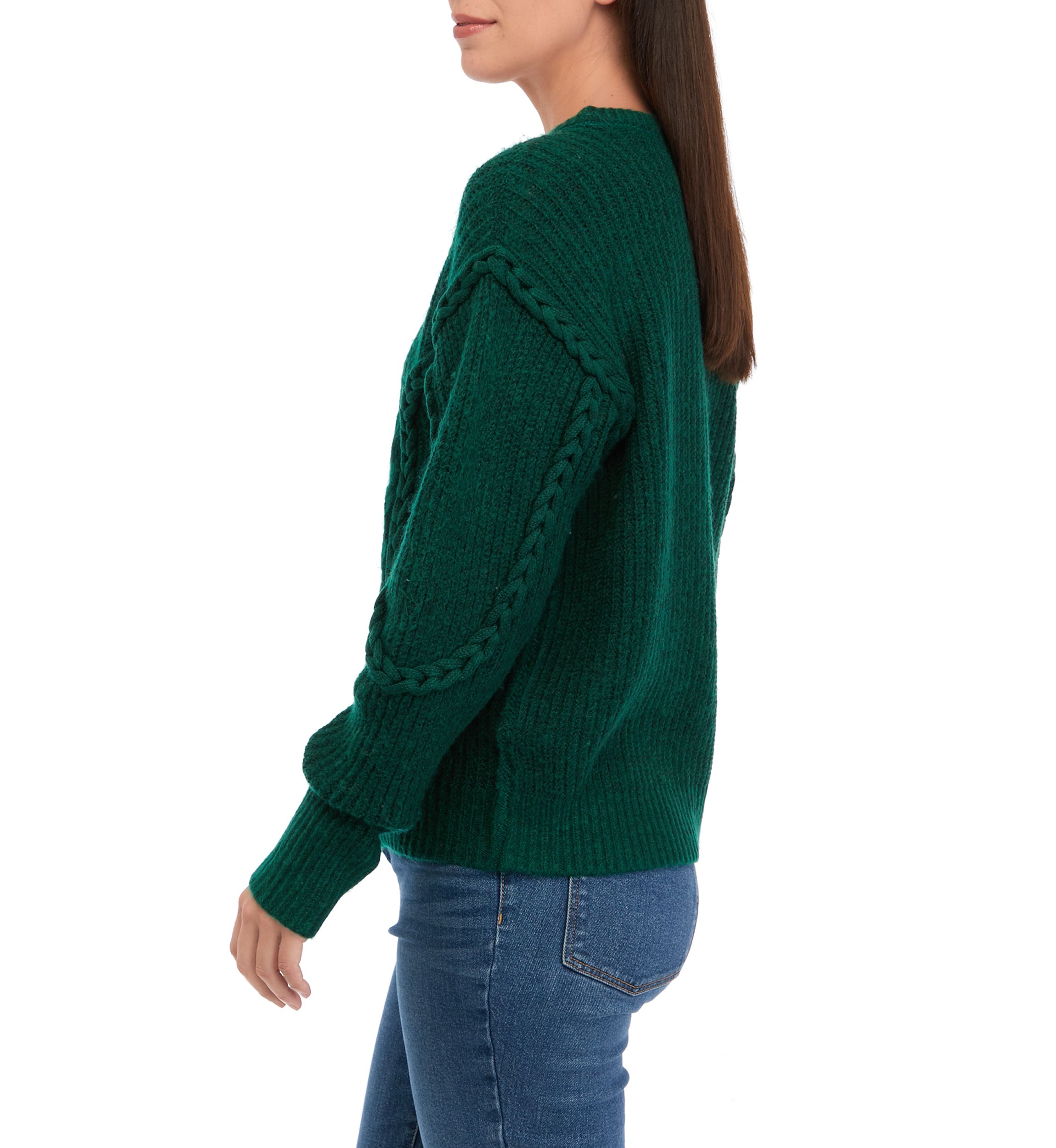 Womens Braided Cable Knit Sweater 