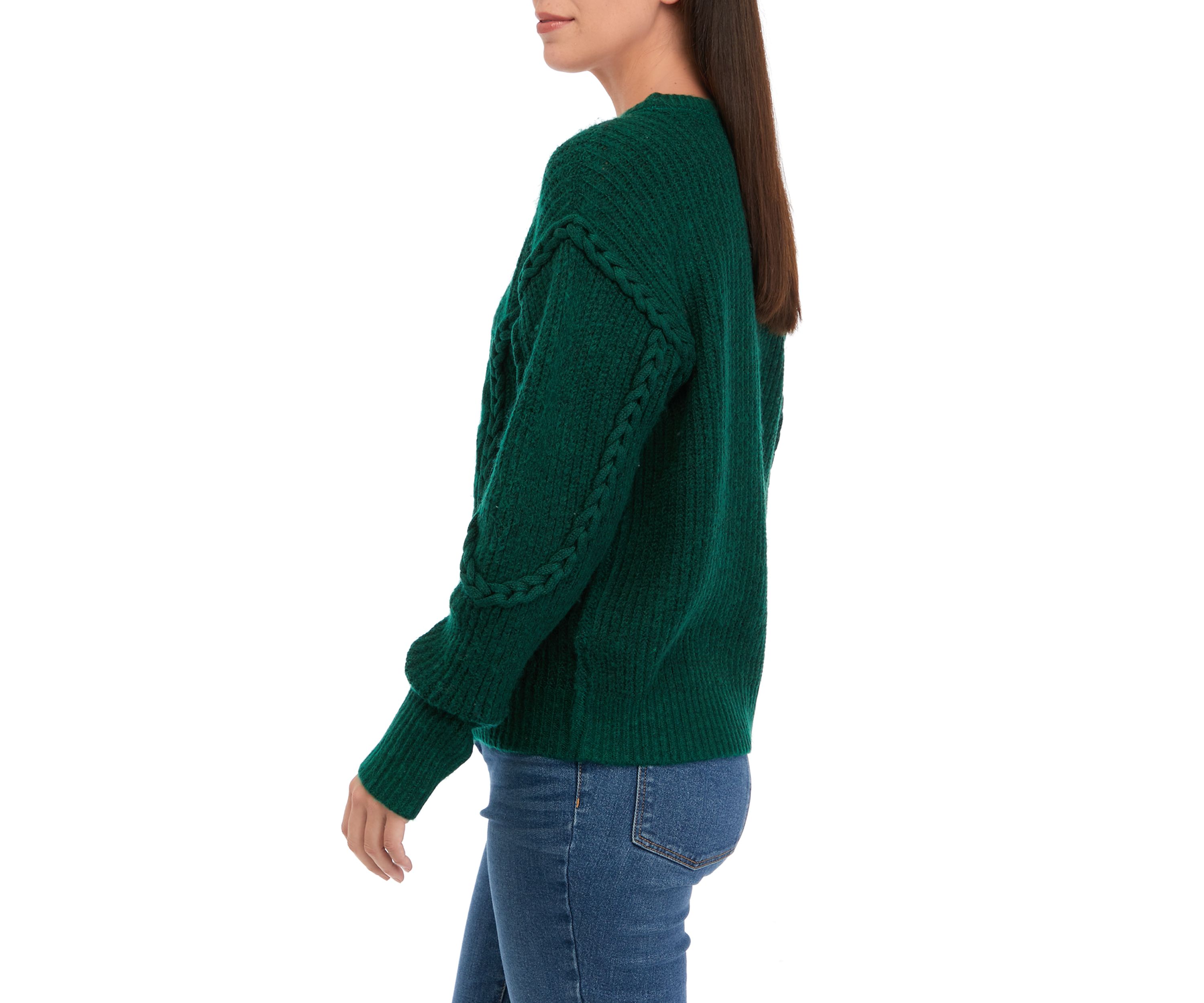 Womens Braided Cable Knit Sweater 