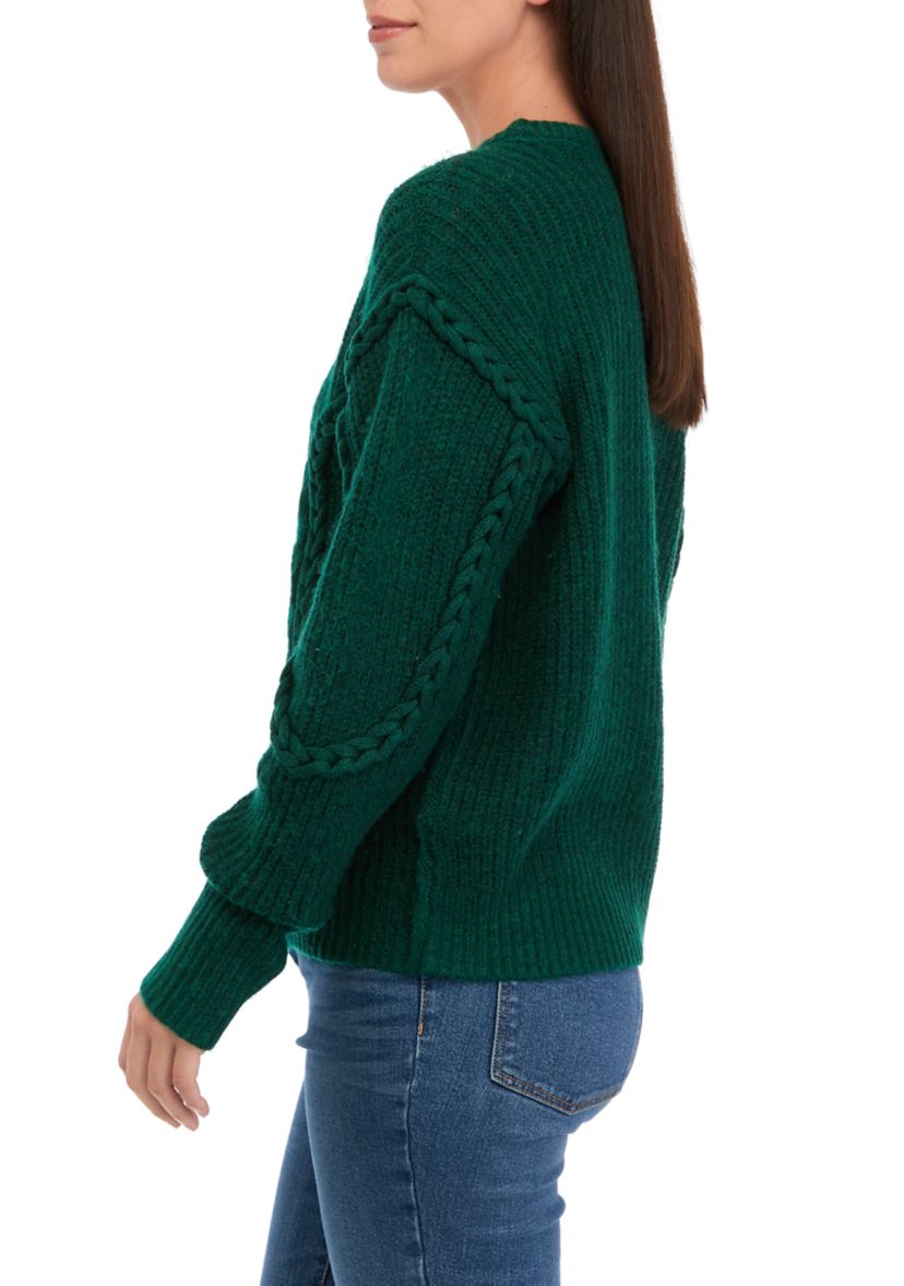 Womens Braided Cable Knit Sweater 