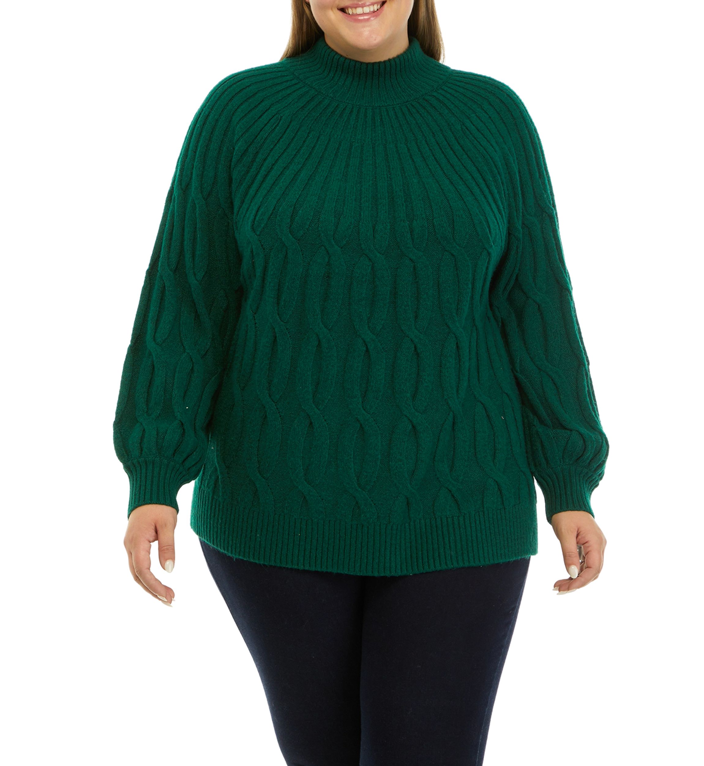 Plus Size Cascade Cable Knit Sweater