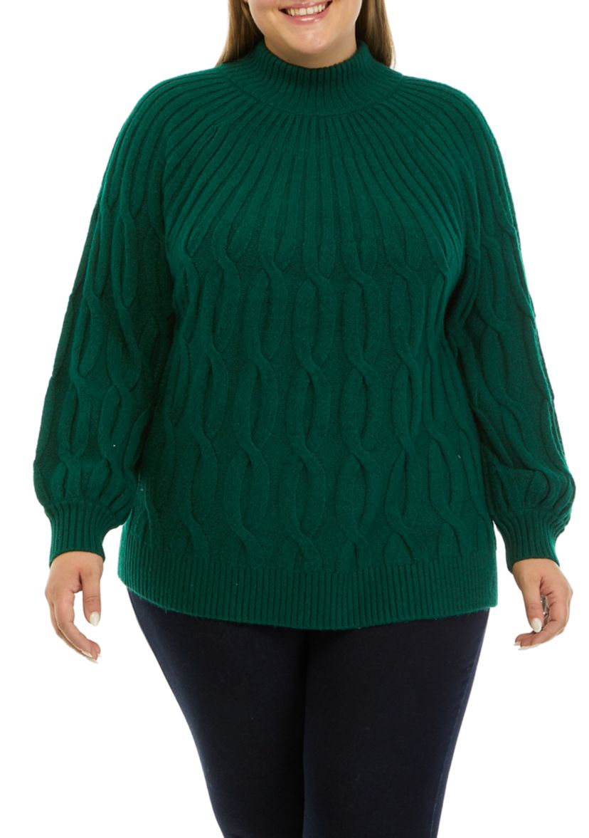 Plus Size Cascade Cable Knit Sweater