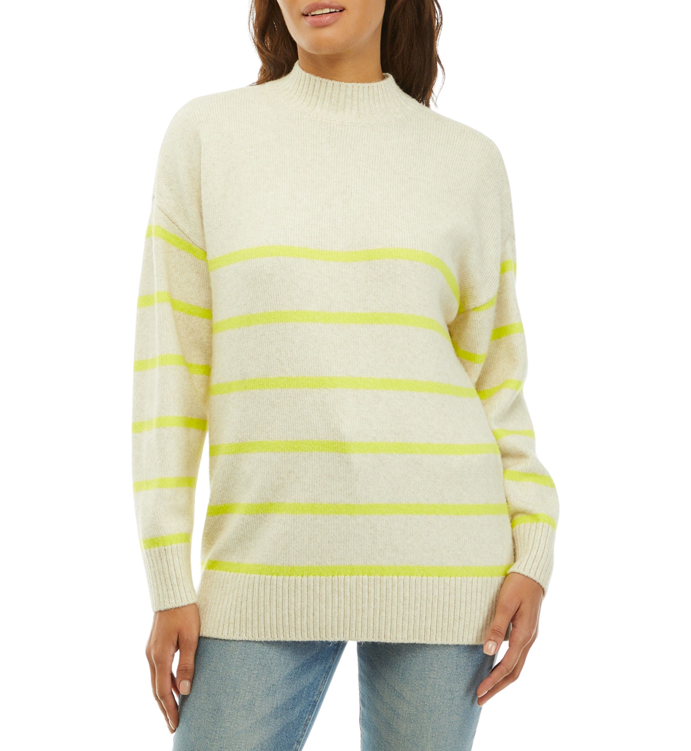 Mock Neck Cable Knit Tunic Sweater
