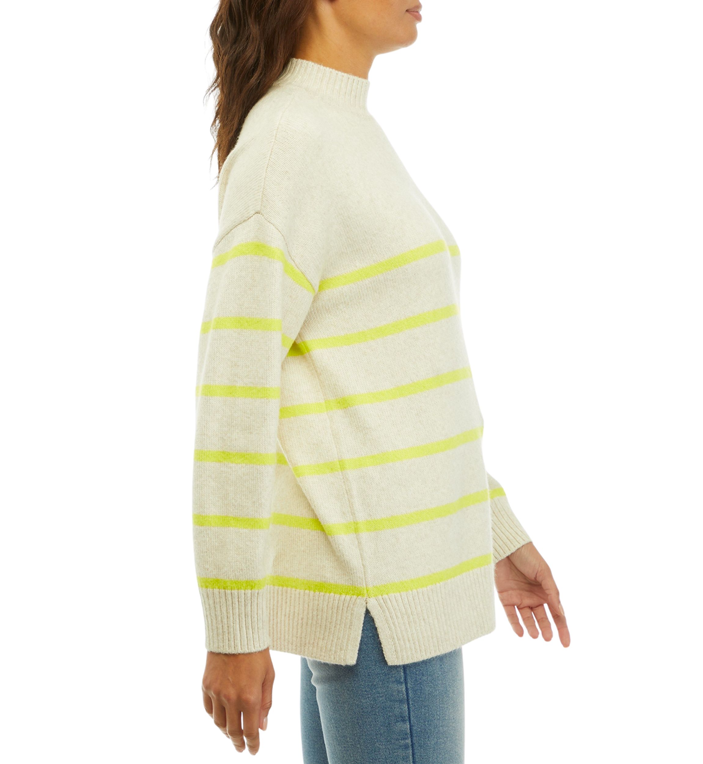 Mock Neck Cable Knit Tunic Sweater