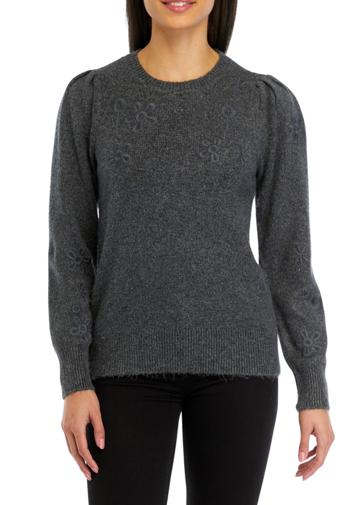 Womens Floral Embroidered Sweater