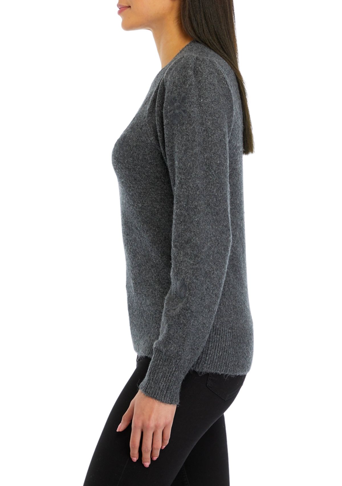 Womens Floral Embroidered Sweater