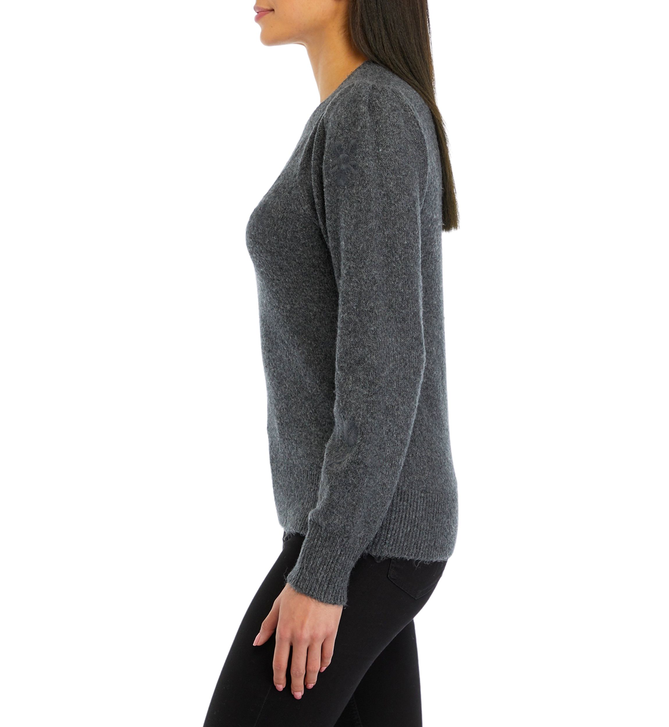 Womens Floral Embroidered Sweater
