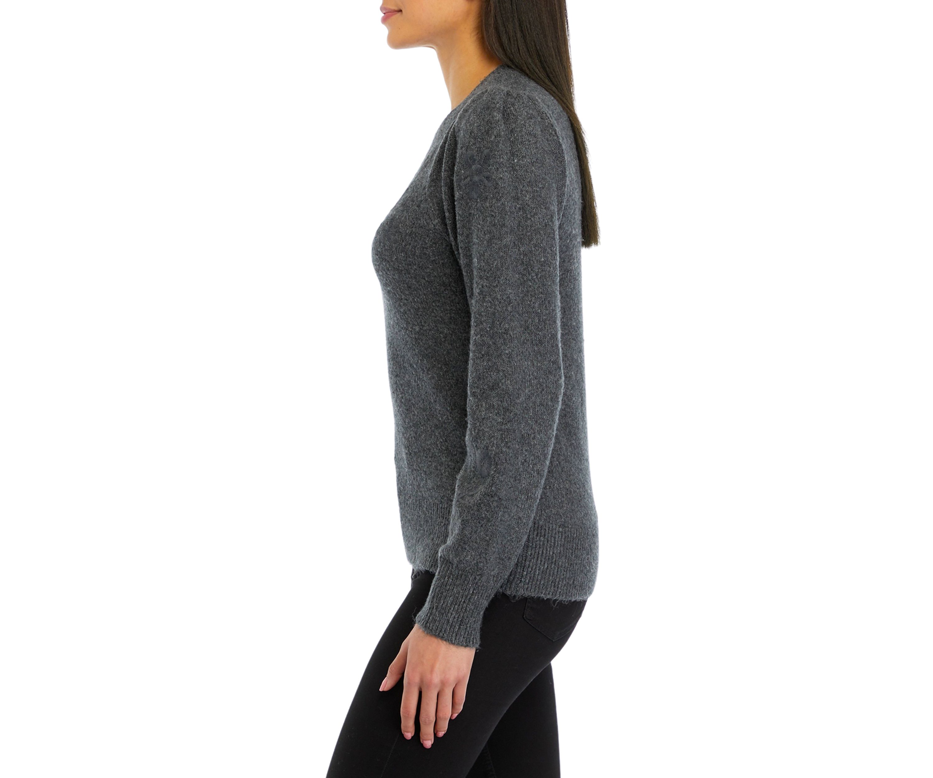 Womens Floral Embroidered Sweater