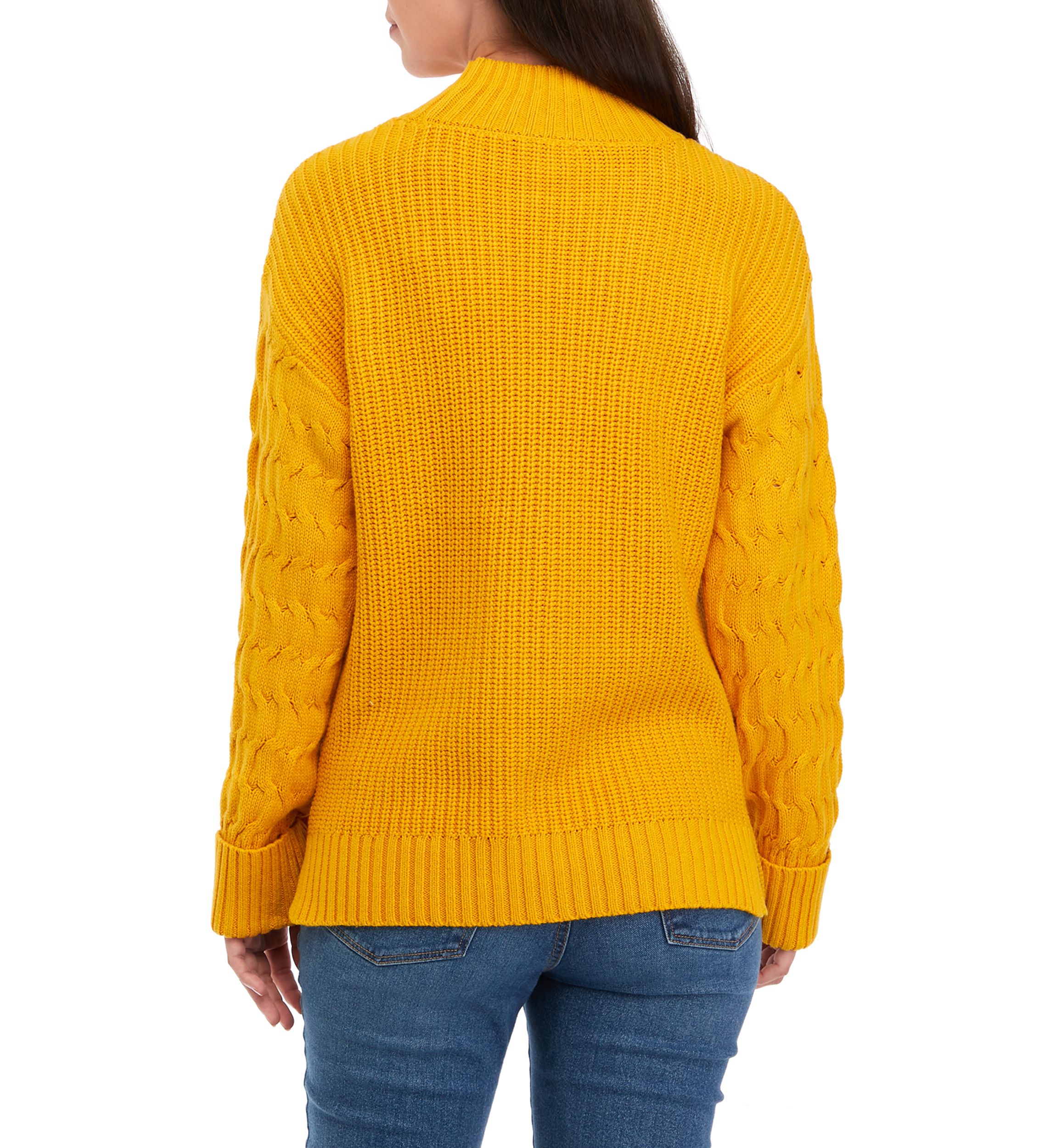 Womens Mock Neck Cuff Sleeve Sweater 