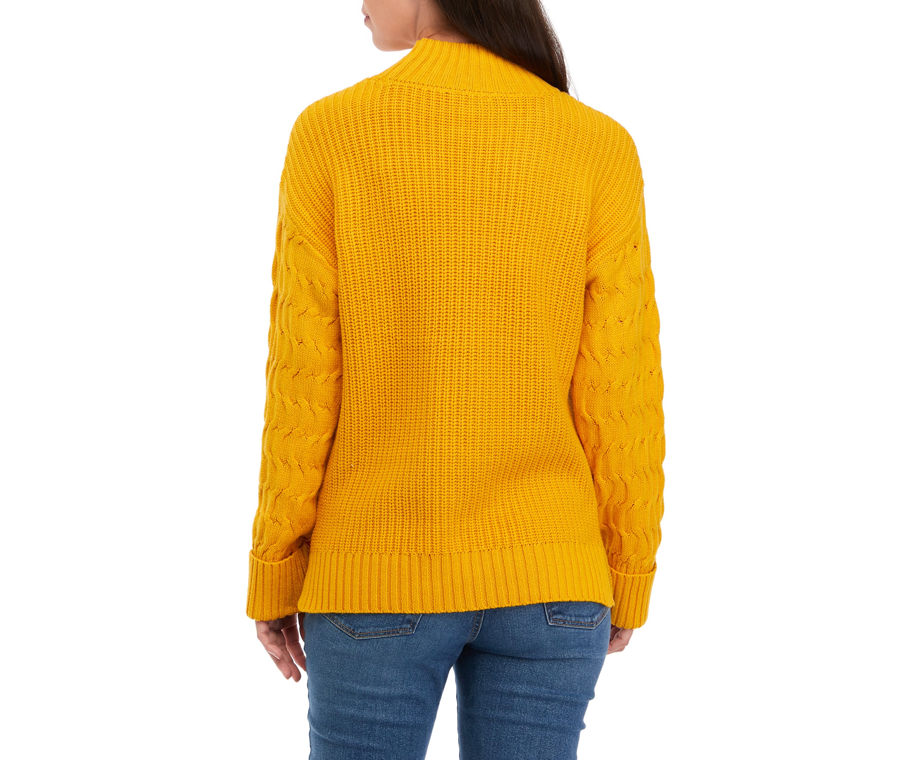 Womens Mock Neck Cuff Sleeve Sweater 