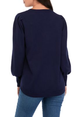 Women's Crew Neck Solid Tunic Sweater