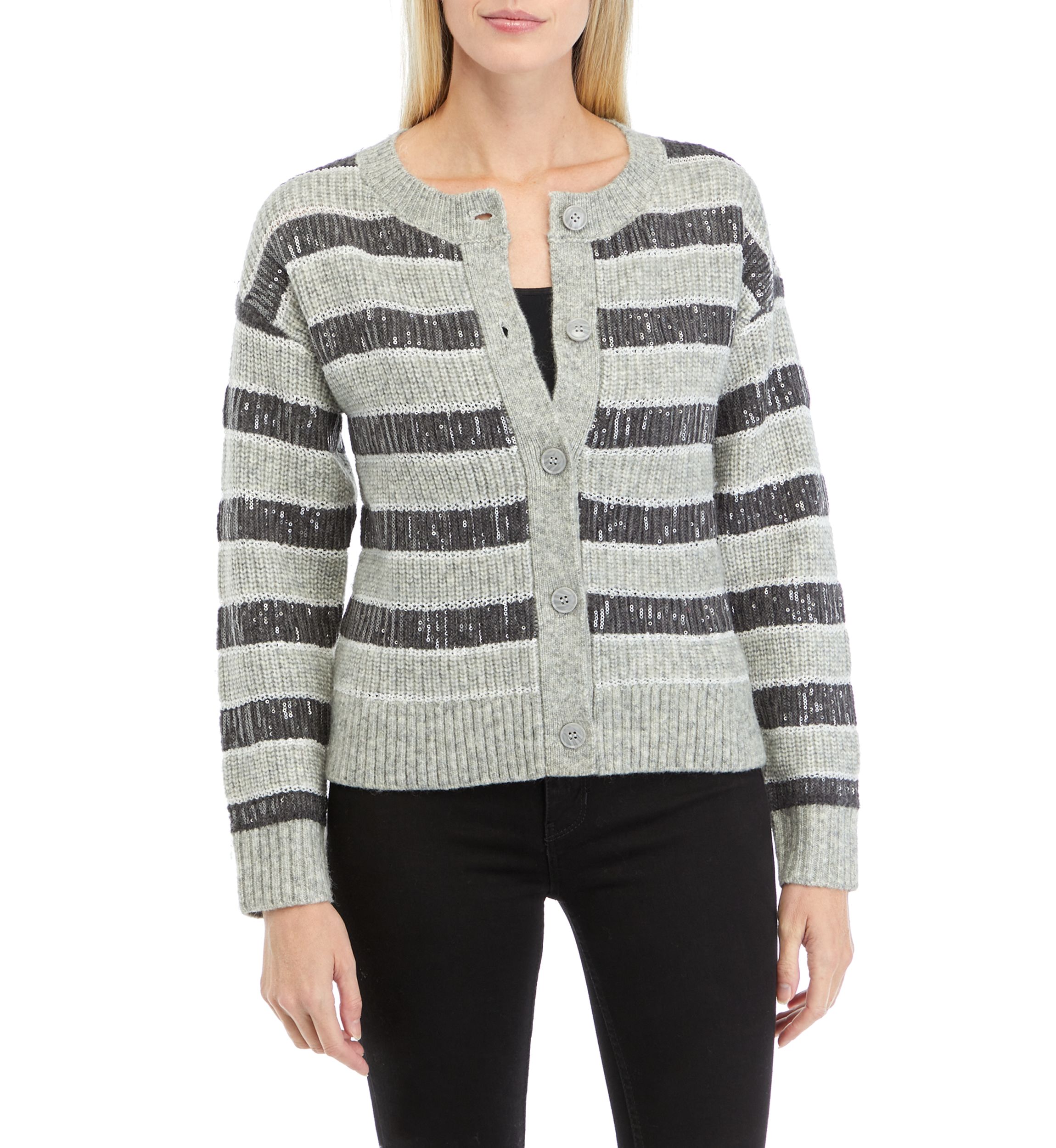 Petite Stripe Shine Cardigan
