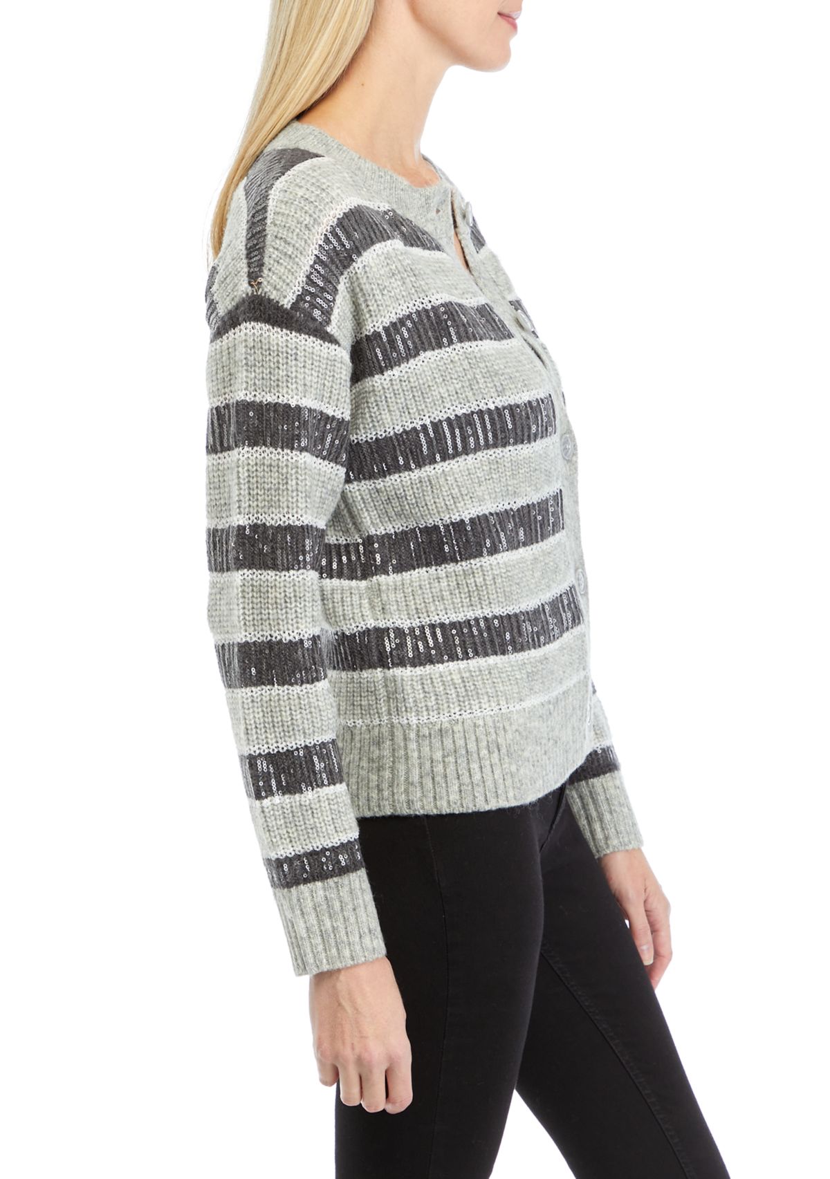 Petite Stripe Shine Cardigan